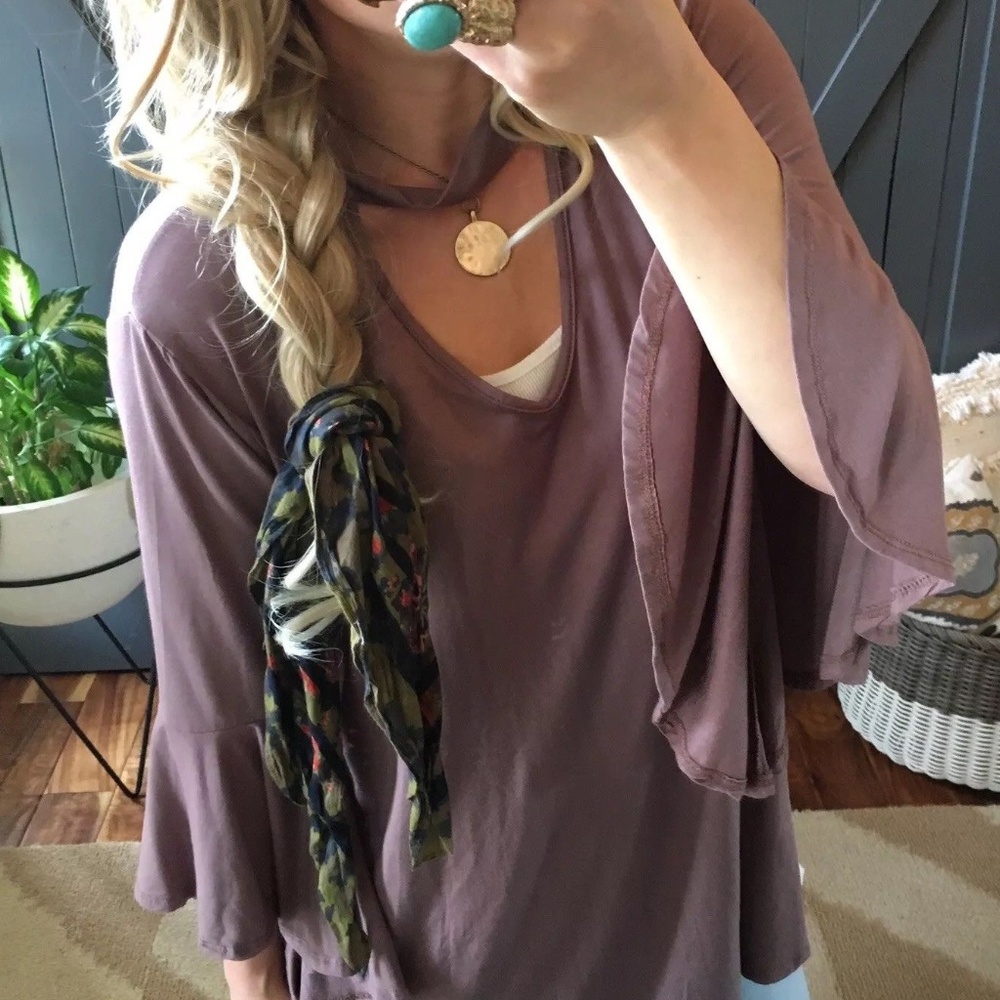 Last One!! XL Mauve Flare Sleeve Blouse Top Blouse - Picture 2 of 6